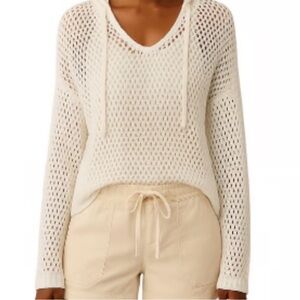 Artelier Nicole Miller Open Knit Hoodie Sweater